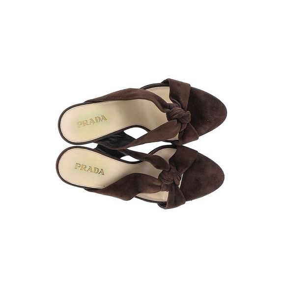 Pre Loved Prada Knotted Strap Mules in Suede - Picture 5 of 7